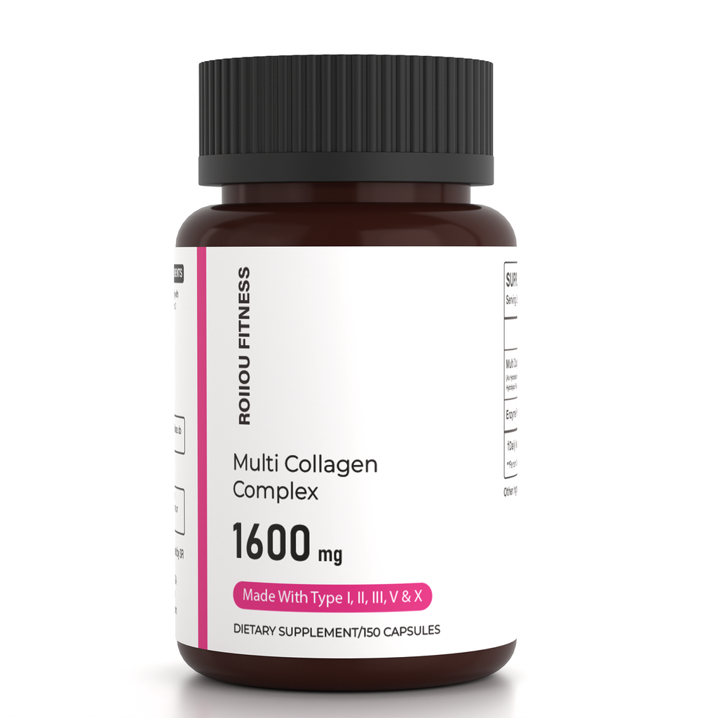 ROIIIOU FITNESS Multi Collagen Complex Capsules, 1600mg Multi-Source Collagen with Types I, II, III, V & X, Bovine, Chicken, Fish & Eggshell Membrane Collagen, Skin Hair Nails & Joint Support, 150 Capsules