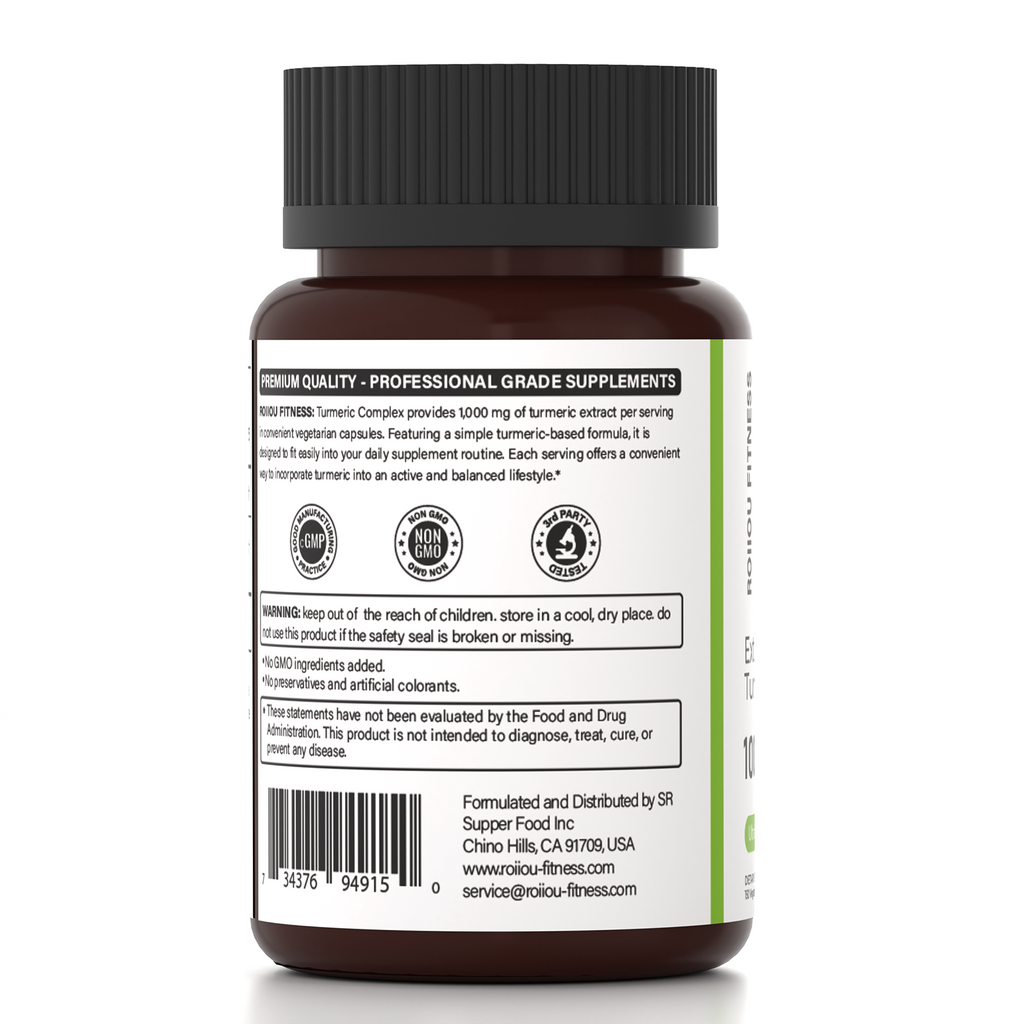 ROIIIOU FITNESS Bioenhanced Turmeric Complex Capsules, 1000mg Turmeric Extract from Curcuma longa Rhizome, Daily Joint, Antioxidant & Wellness Support, Vegetarian Capsules, 150 Count