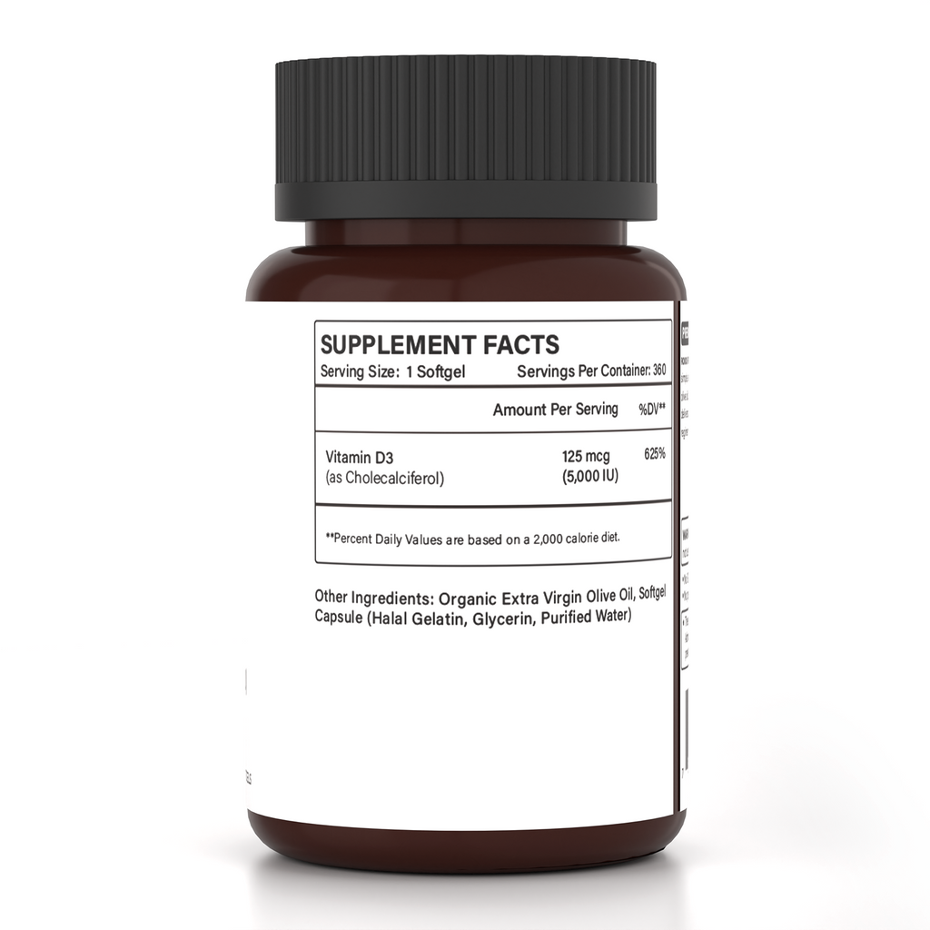 ROIIIOU FITNESS Vitamin D3 5000 IU Softgels, 125 mcg Vitamin D3 as Cholecalciferol, Daily Bone, Teeth, Muscle & Immune Support Supplement with Extra Virgin Olive Oil, 360 Softgels