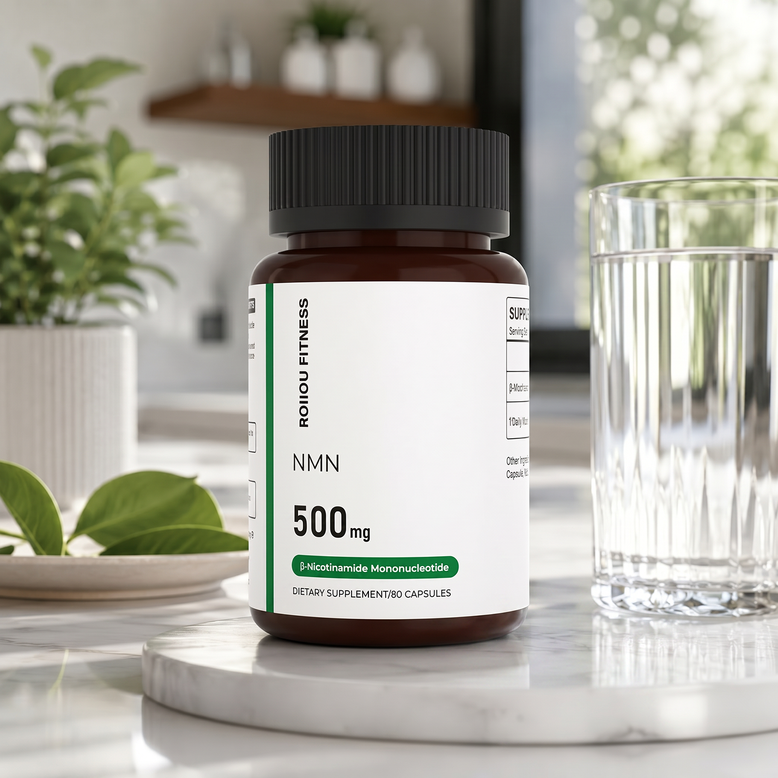 ROIIIOU FITNESS NMN Capsules 500mg, β-Nicotinamide Mononucleotide Supplement, Daily Cellular Wellness, Energy Metabolism & Healthy Aging Support, Vegetarian Capsules, 60 Count
